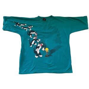 Vtg Looney Toons T Shirt Unisex Tee Size XL Tweety Bird 90s Sylvester Cat